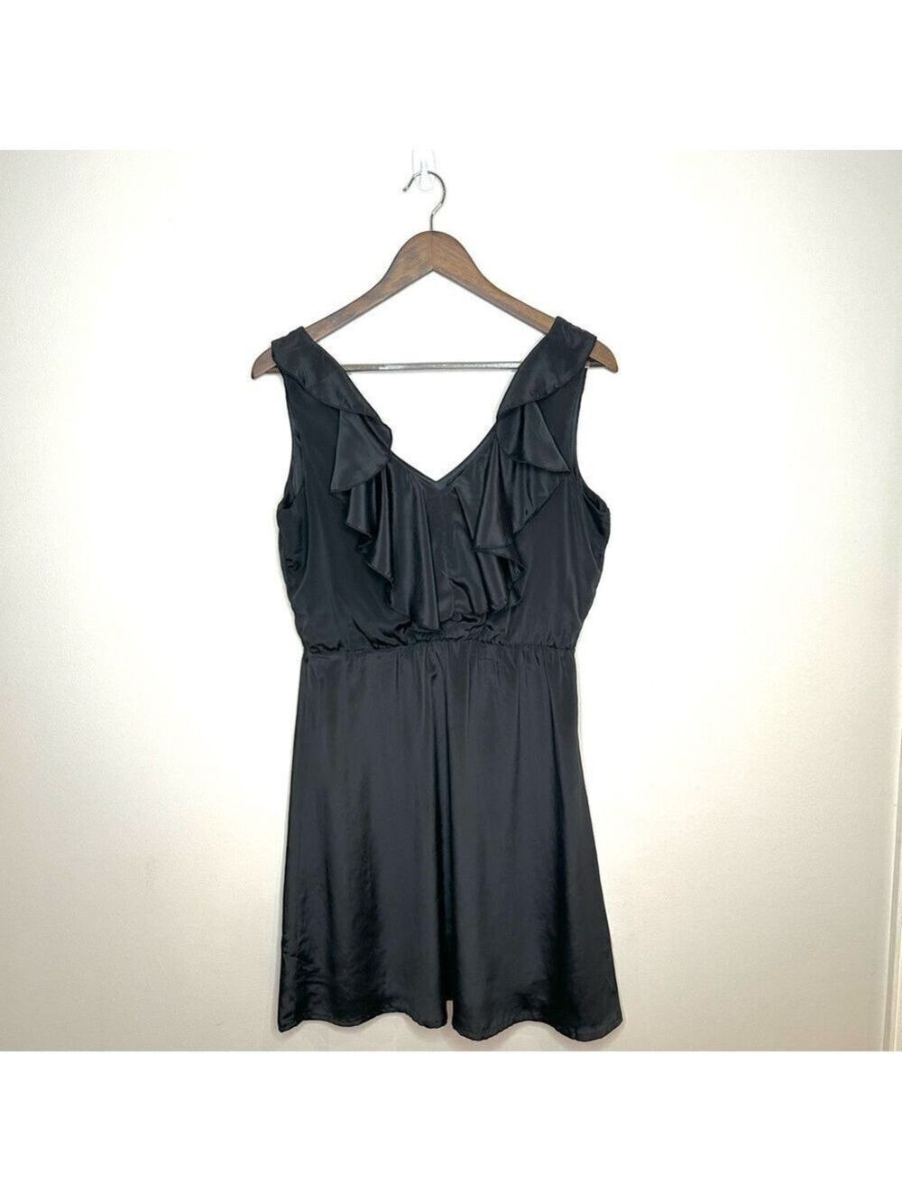 H&M Black Ruffle Neck Sleeveless Dress Size 8